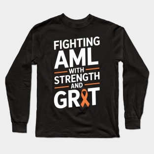 Bone Marrow Orange Ribbon Acute Myeloid Leukemia Awareness Long Sleeve T-Shirt